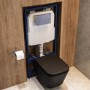 Matt Black Wall Hung Toilet with Soft Close Seat, Chrome Mechanical Flush Plate, 1160mm Frame & Cistern - Albi