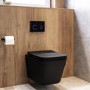 Matt Black Wall Hung Toilet with Soft Close Seat, Black Glass Sensor Flush Plate, 820mm Frame & Cistern - Albi