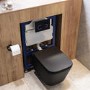 Matt Black Wall Hung Toilet with Soft Close Seat, Black Glass Sensor Flush Plate, 820mm Frame & Cistern - Albi