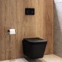 Matt Black Wall Hung Toilet with Soft Close Seat, Black Glass Sensor Flush Plate, 1160mm Frame & Cistern - Albi
