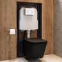 Matt Black Wall Hung Toilet with Soft Close Seat, White Glass Sensor Flush Plate, 1160mm Frame & Cistern - Albi