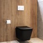 Matt Black Wall Hung Toilet with Soft Close Seat, White Glass Sensor Flush Plate, 1160mm Frame & Cistern - Albi