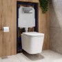 ONLY OPENED - Albi Wall Hung Toilet 1160mm Pneumatic Frame & Cistern & Chrome Flush Plate