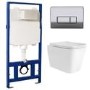 ONLY OPENED - Albi Wall Hung Toilet 1160mm Pneumatic Frame & Cistern & Chrome Flush Plate