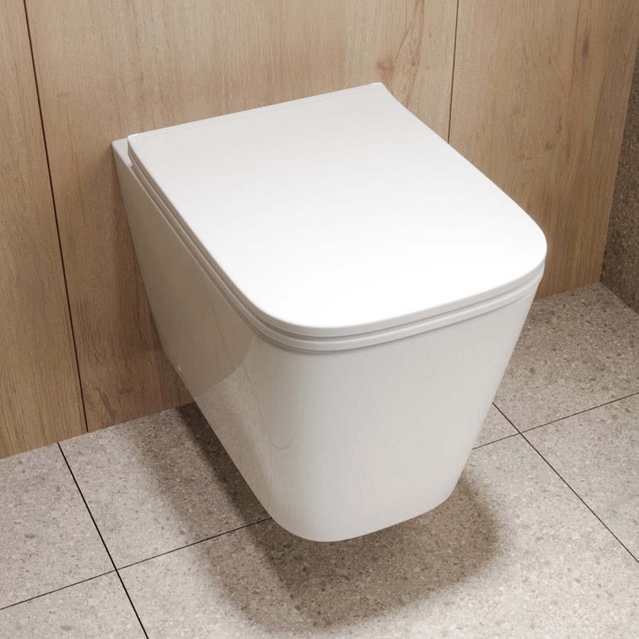 ONLY OPENED - Albi Wall Hung Toilet 1160mm Pneumatic Frame & Cistern & Chrome Flush Plate