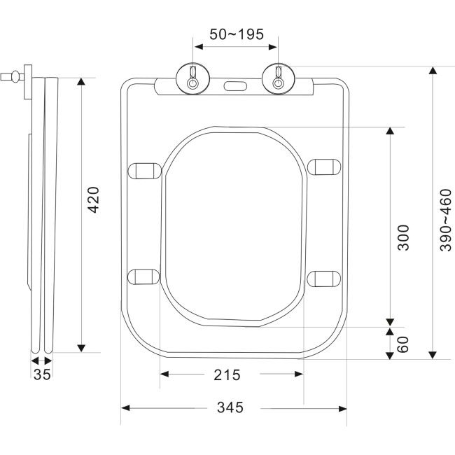 Albi Wall Hung Toilet 820mm Pneumatic Frame & Cistern & Chrome Flush Plate