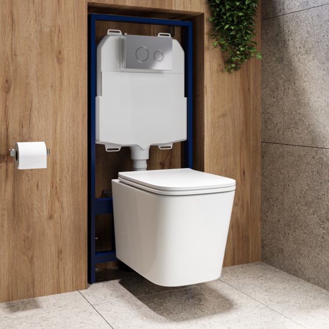 Albi Wall Hung Toilet 1160mm Mechanical WC Frame & Cistern & Chrome Mechanical Flush Plate