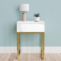 Kids White High Gloss Bedside Table with Drawer - Alina