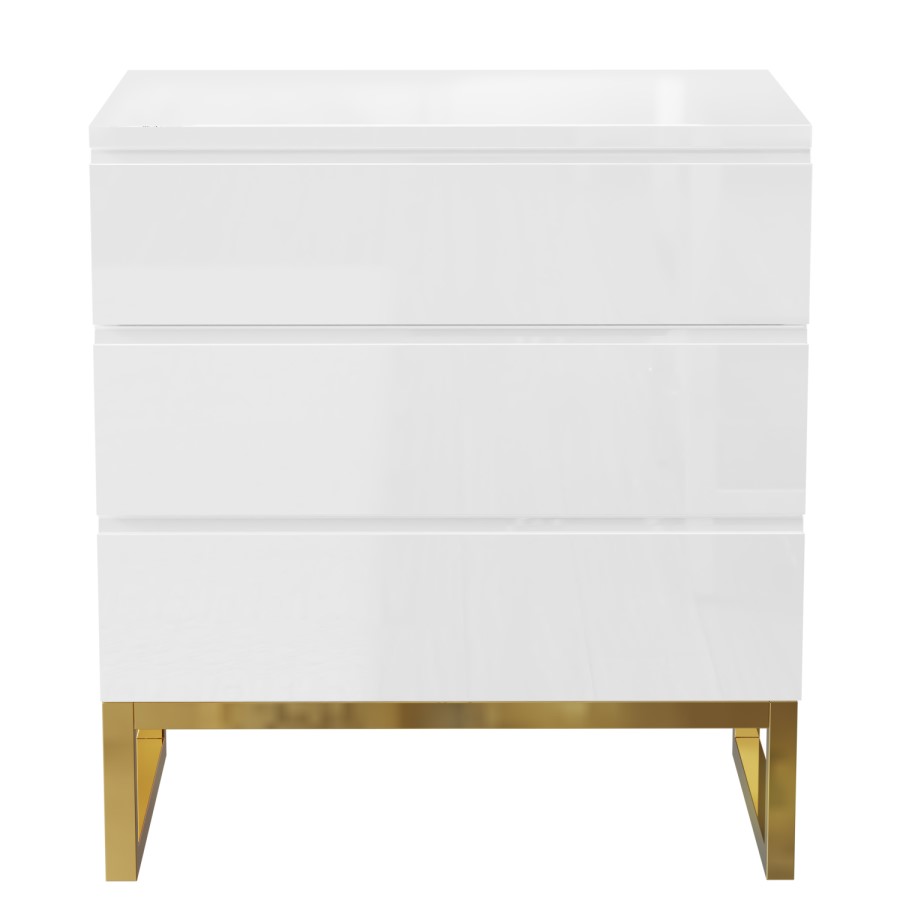 Kids White High Gloss Chest of 3 Drawers with Legs - Alina