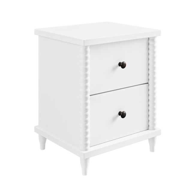 Kids White 2 Drawer Bedside Table  - Alma