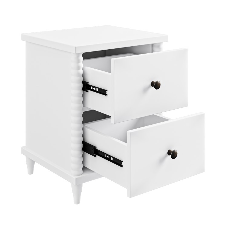 Kids White 2 Drawer Bedside Table  - Alma