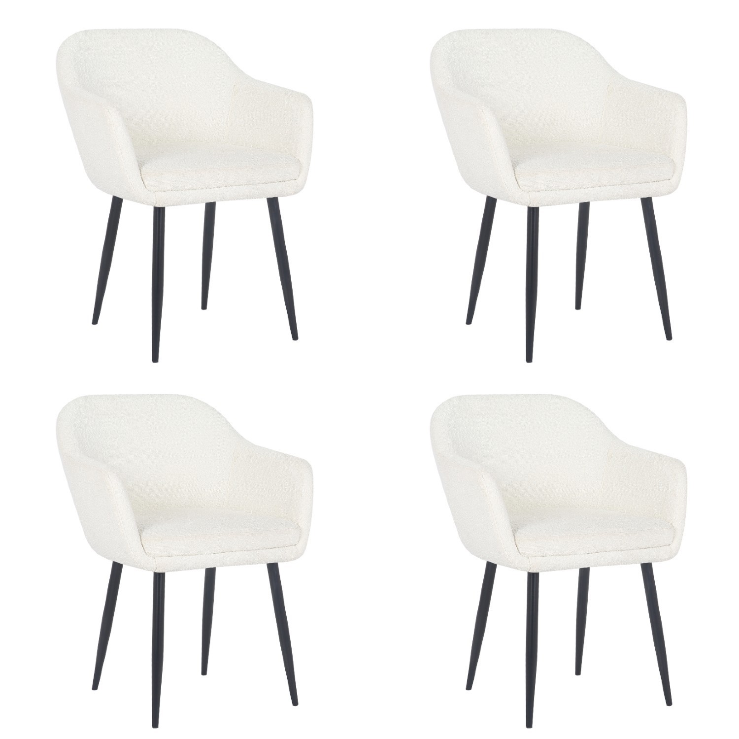 Photo of Set of 4 cream boucle tub dining chairs - ally