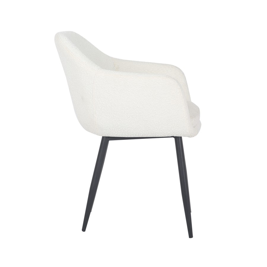 Set of 4 Cream Boucle Tub Dining Chairs - Ally