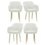 Set of 4 Cream Boucle Armchair Dining Chairs With Gold Legs - Ally