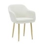 Set of 2 Cream Boucle Armchair Dining Chairs With Gold Legs - Ally