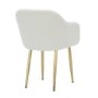 Set of 2 Cream Boucle Armchair Dining Chairs With Gold Legs - Ally