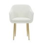 Set of 2 Cream Boucle Armchair Dining Chairs With Gold Legs - Ally