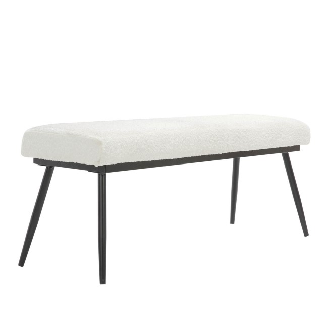 Large Cream Boucle Dining Bench  -  120cm  -  Seats 2  -  Ally