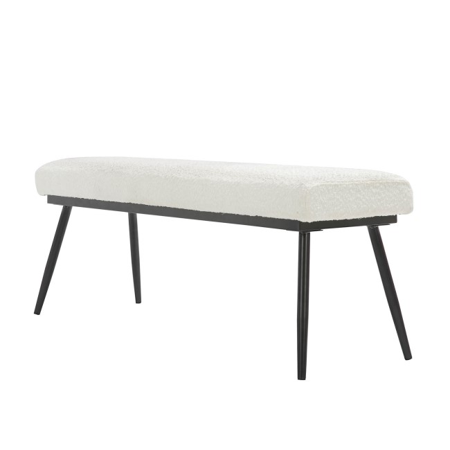 Large Cream Boucle Dining Bench  -  120cm  -  Seats 2  -  Ally