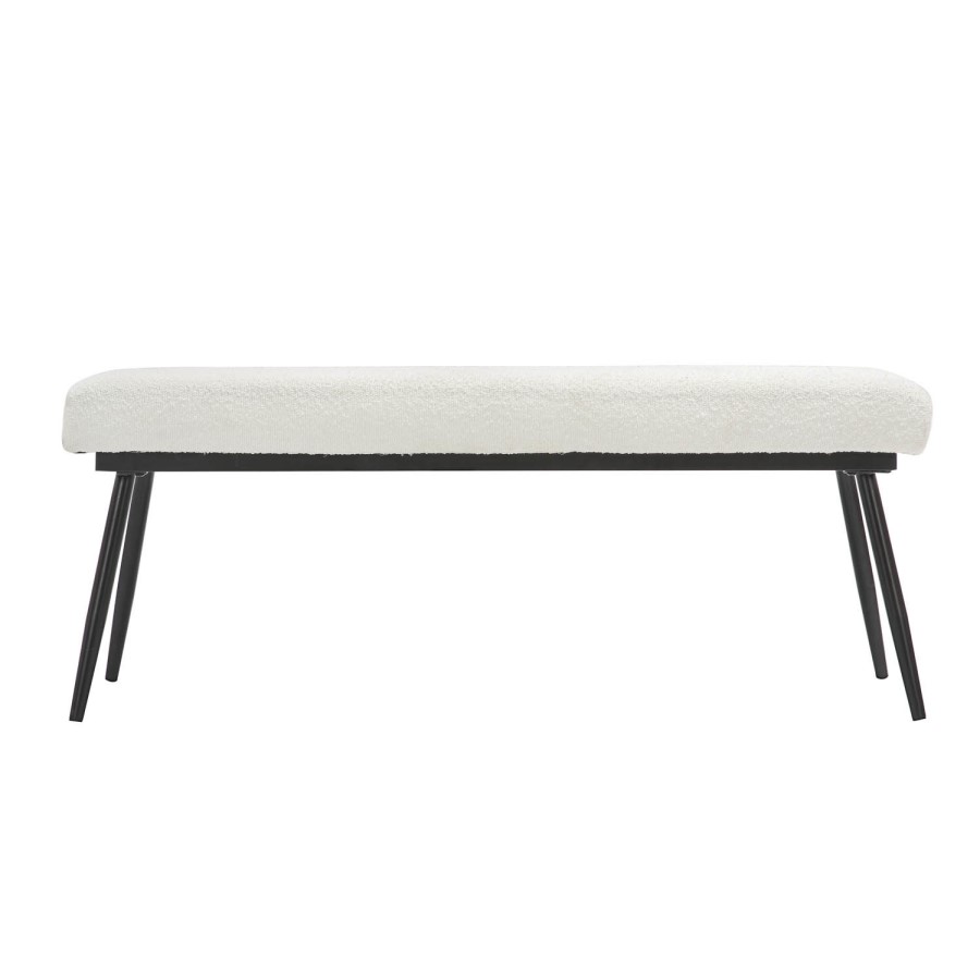 ONLY OPENED - Large Cream Boucle Dining Bench - 120cm - Seats 2 - Ally