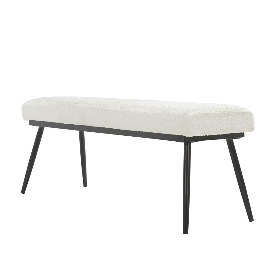 ONLY OPENED - Large Cream Boucle Dining Bench - 120cm - Seats 2 - Ally