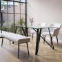 ONLY OPENED - Large Cream Boucle Dining Bench - 120cm - Seats 2 - Ally