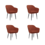 Rust Boucle Armchair Dining Chairs With Black Legs -Set of 4 - Ally