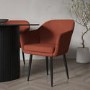 Rust Boucle Armchair Dining Chairs With Black Legs -Set of 4 - Ally