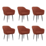 Rust Boucle Armchair Dining Chairs With Black Legs -Set of 6 - Ally