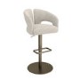 Set of 2 Beige Upholstered Adjustable Swivel Bar Stools with Brass Base - Azalea