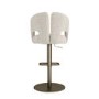 Set of 2 Beige Upholstered Adjustable Swivel Bar Stools with Brass Base - Azalea
