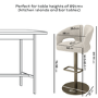 Set of 3 Beige Upholstered Adjustable Swivel Bar Stools with Brass Base - Azalea