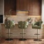 Set of 3 Sage Green Velvet Adjustable Swivel Bar Stools with Brass Base - Azalea