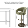 Set of 4 Sage Green Velvet Adjustable Swivel Bar Stools with Brass Base - Azalea