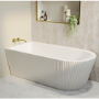 Freestanding Single Ended Left Hand Fluted Corner Bath 1650 x 800mm With Brushed Brass Bath Screen - Amaro