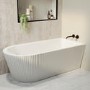 Freestanding Single Ended Right Hand Fluted Corner Bath 1650 x 800mm With Matt Black Bath Screen - Amaro