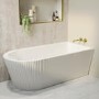 Freestanding Single Ended Right Hand Fluted Corner Bath 1650 x 800mm With Brushed Brass Bath Screen - Amaro