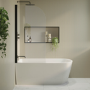 Freestanding Shower Bath Single Ended Left Hand Corner with Black Bath Screen 1500 x 800mm - Amaro