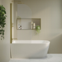 Freestanding Shower Bath Single Ended Left Hand Corner with Brass Bath Screen 1500 x 800mm - Amaro