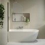 Freestanding Shower Bath Single Ended Left Hand Corner with Chrome Bath Screen 1650 x 800mm - Amaro