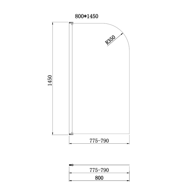 Freestanding Shower Bath Single Ended Right Hand Corner with Chrome Bath Screen 1650 x 800mm - Amaro