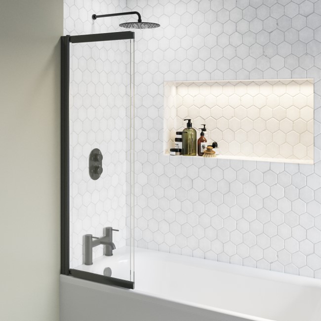 Matt Black Sliding Bath Screen - Denver