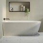 Grade A1 - Freestanding Single Ended Left Hand Corner Shower Bath with Black Bath Screen 1650 x 800mm - Amaro