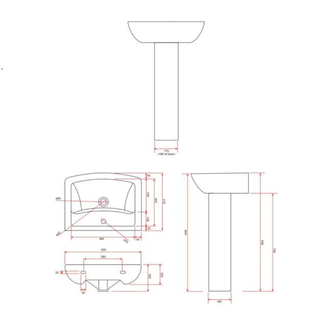 Black Freestanding Left Hand Shower Bath Suite with Toilet and Basin - Amaro