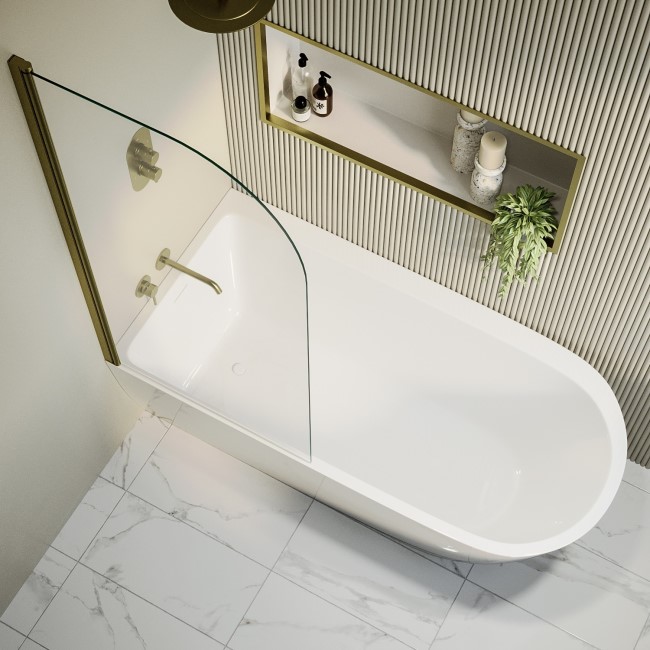 Brass Freestanding Left Hand Shower Bath Suite with Toilet and Basin - Amaro