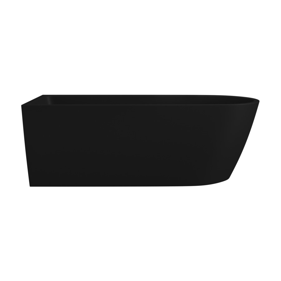 Matt Black Freestanding Shower Bath Single Ended Left Hand Corner with Brass Bath Screen 1650 x 800mm - Amaro