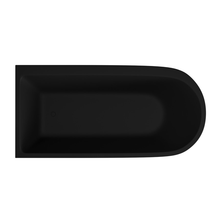 Matt Black Freestanding Shower Bath Single Ended Left Hand Corner with Brass Bath Screen 1650 x 800mm - Amaro
