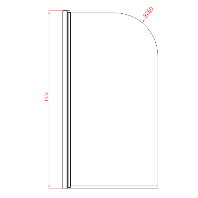 Freestanding Shower Bath Single Ended Right Hand Corner with Black Bath Screen 1650 x 800mm - Amaro