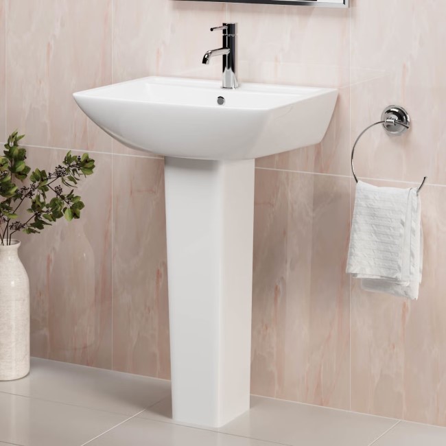 Chrome Freestanding Right Hand Shower Bath Suite with Toilet and Basin - Amaro