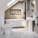BUN/AMARH1650/93113 Black Freestanding Right Hand Shower Bath Suite with Toilet and Basin - Amaro